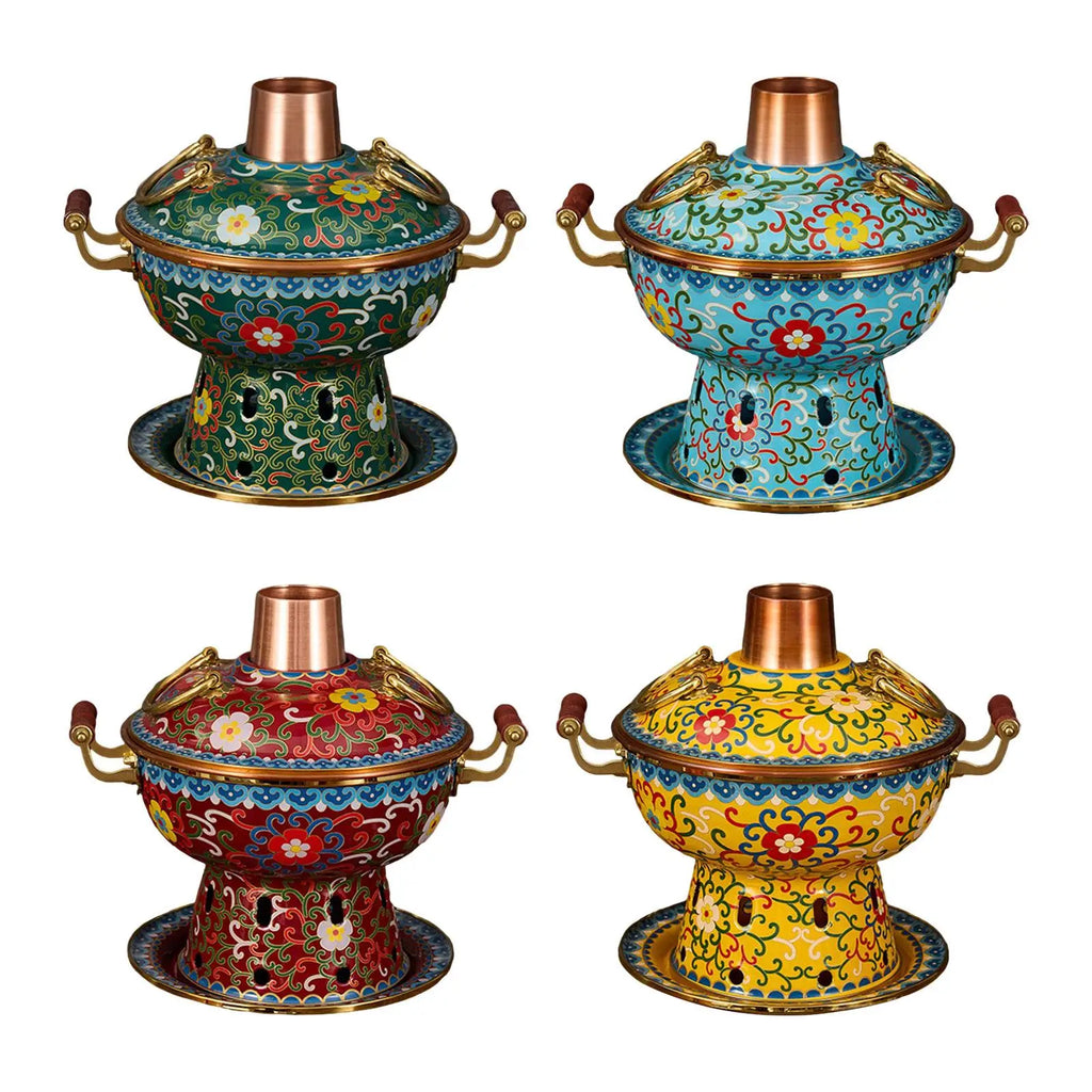 Shabu Hot Pot Warming Copper Household Cooking Single Person Family Gathering Parties Cookware Chafing Dish Old Beijing Hot Pot