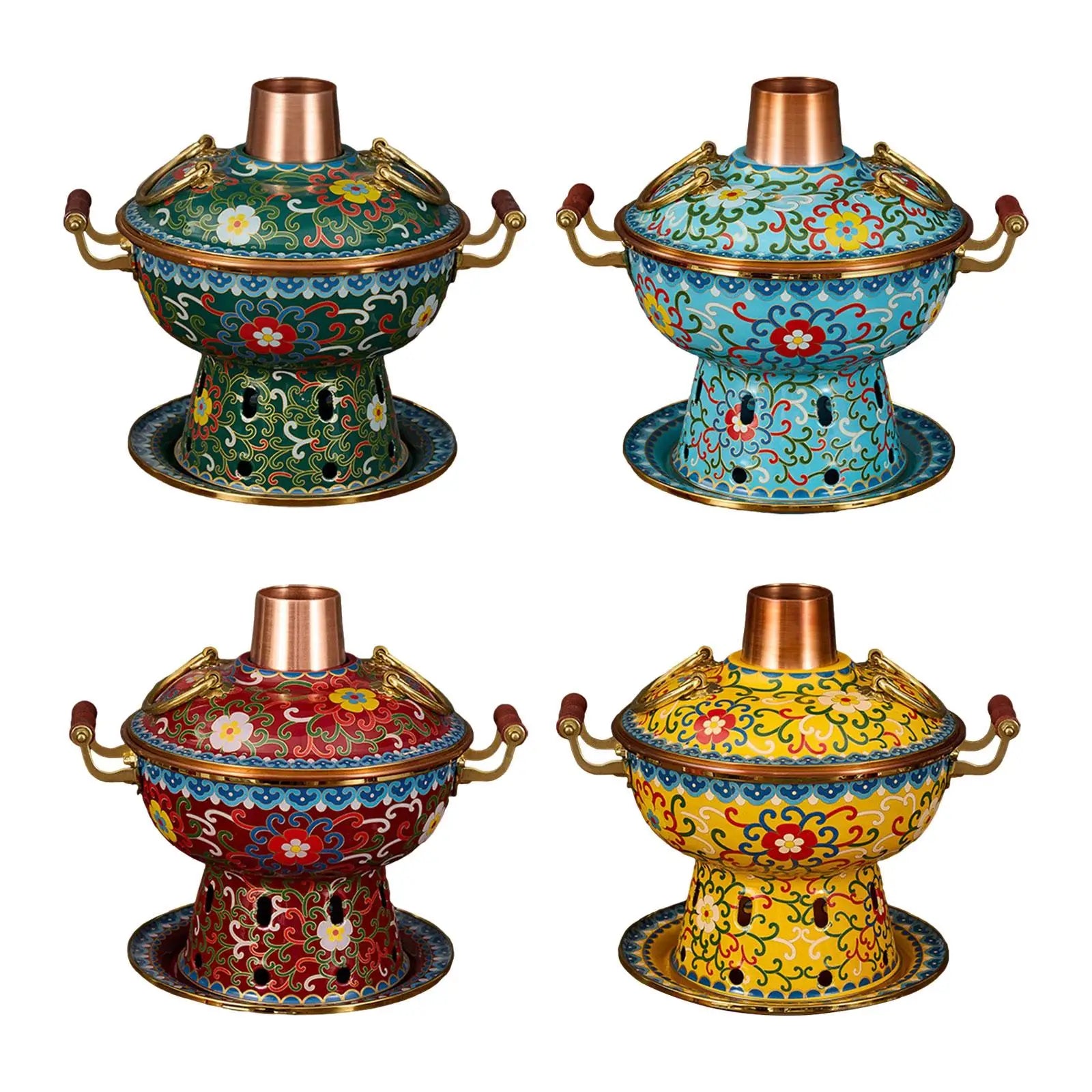 Shabu Hot Pot Warming Copper Household Cooking Single Person Family Gathering Parties Cookware Chafing Dish Old Beijing Hot Pot