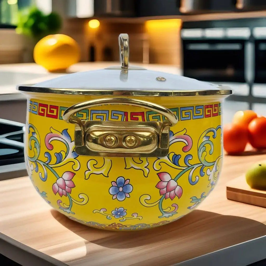 Extra-thick Enameled Enameled Two Ears Stew Pot Household Soup Pot Cooking Noodles Stew Chicken Fondue Kitchen Cookware