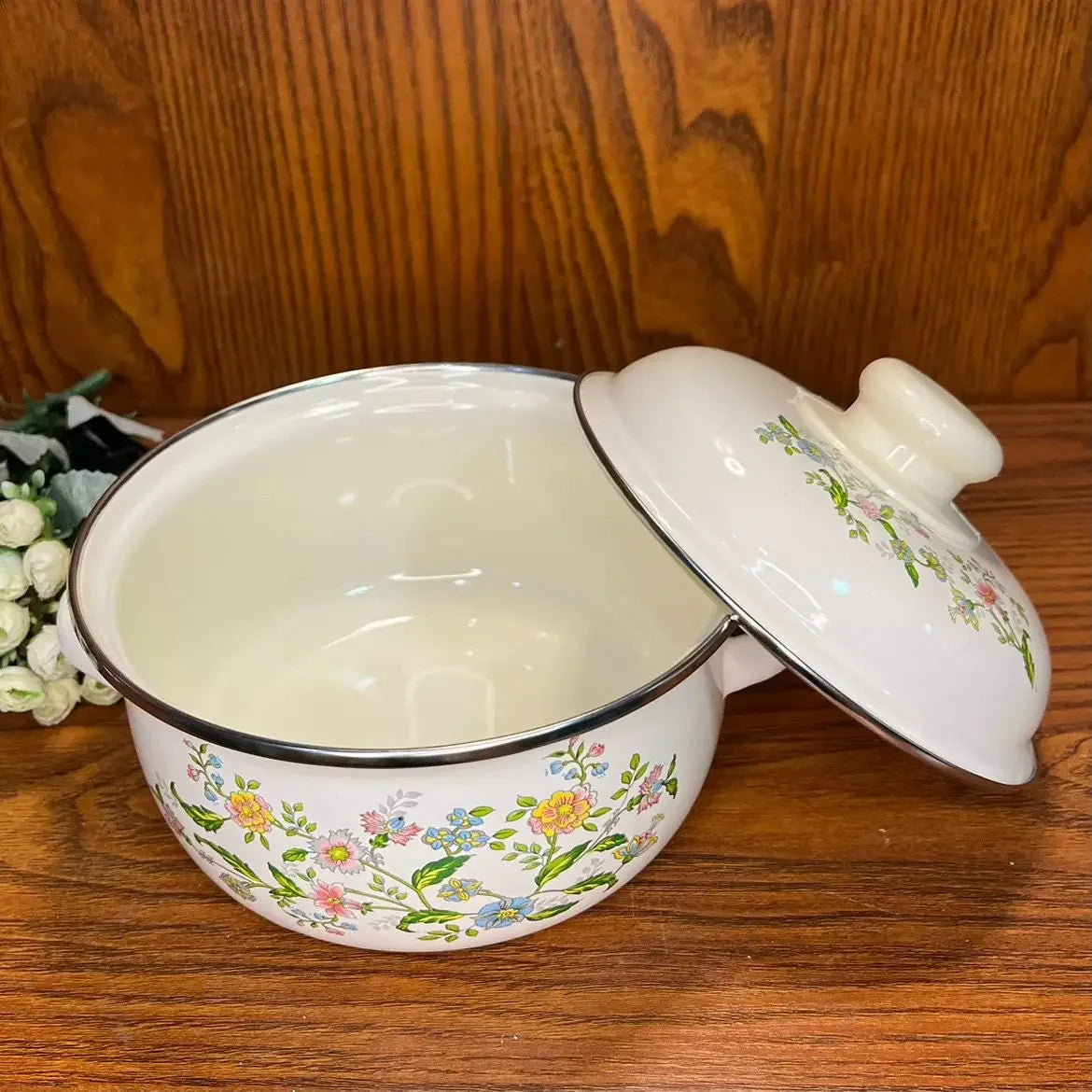 Enameled Enamel Pots and Pans Three-piece Set of Tableware Children's Complementary Pots and Pans Induction Cooker Gas Universal