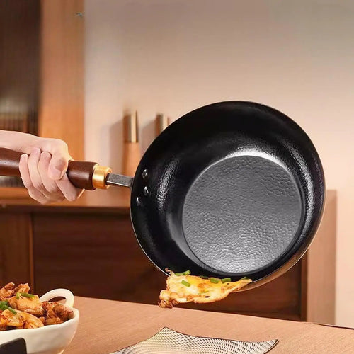 20cm Iron Stir Fry Pot Wok Pan Gas Cookware Non Stick Uncoated Large Belly Pot Iron Pot Kitchen Baking Cookware Kitchenware
